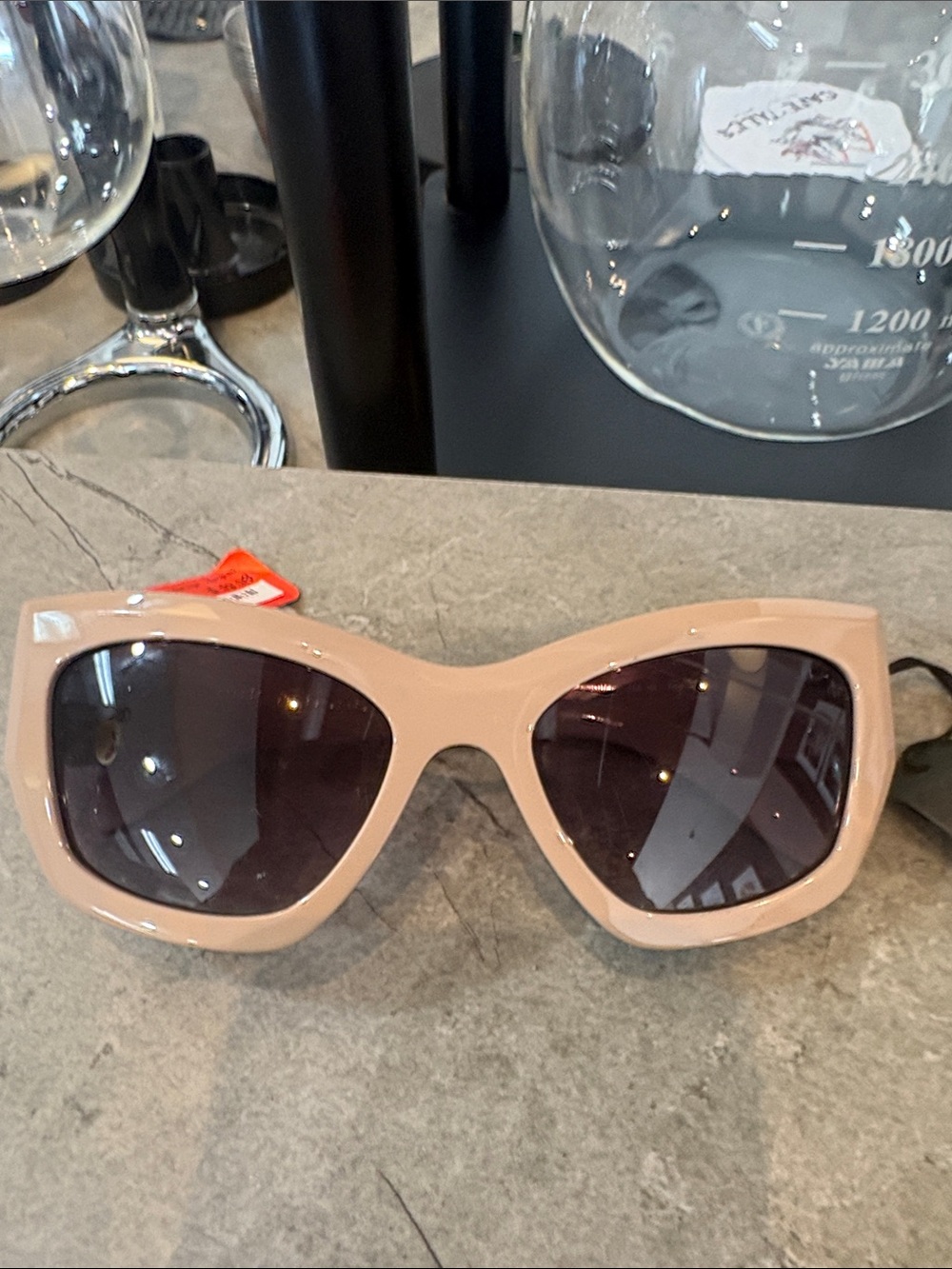 rag & bone Nude Beige Cat-Eye Sunglasses with Dark Lenses